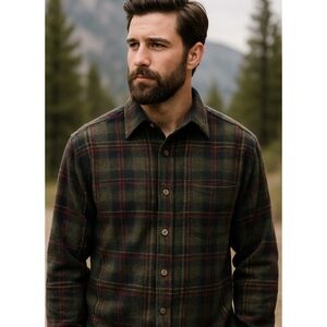 Vintage 90s Pendleton 100% Wool Plaid Shirt Mens Large Green & Red Made in USA